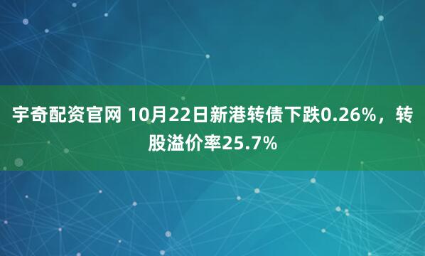 宇奇配资官网 10月22日新港转债下跌0.26%，转股溢价率25.7%