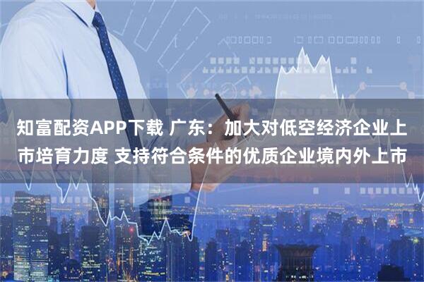 知富配资APP下载 广东:加大对低空经济企业上市培育力度 支持符合条件的优质企业境内外上市